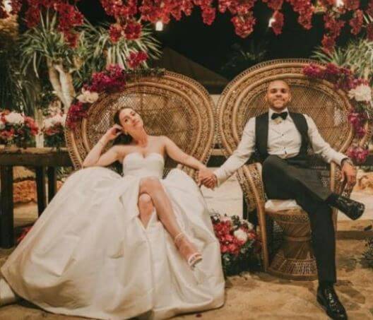 Anne-Laure Louis with her husband Martin Braithwaite at their wedding.